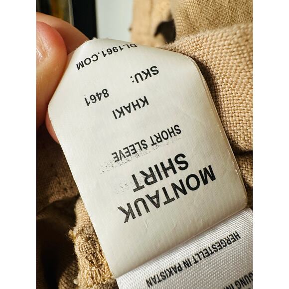 DL1961 Khaki Tan Short Sleeve Button Front Flap Pockets Montauk Shirt Size M - Picture 9 of 9